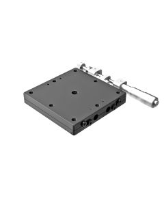 60X60mm EXC Bearing, Steel, X-Axis Stage, Side Micrometer, +/-6.5mm, M4 Threads, Right-handed