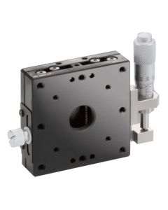 60X60mm EXC Bearing, Steel, Z-Axis Stage, (Vertical Platform/Base) Side Micrometer, +/-6.5mm, M4 Threads