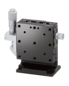 40X40mm EXC Bearing, Steel, Z-Axis Stage, (Vertical Platform/Horizontal Base) Side Micrometer, +/-6.5mm, 6-32 Threads