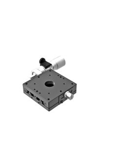 60X60mm EXC Bearing, Steel, X-Axis Stage, Side Sub-Micron Worm-screw Micrometer, +/-6.5mm, M4 Threads, Right-handed