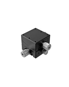 25X25mm Goniometer, Brass Dovetail, 2-Axis, +/-20 deg, 18mm Axis Ht, Worm-gear, M2 Thd