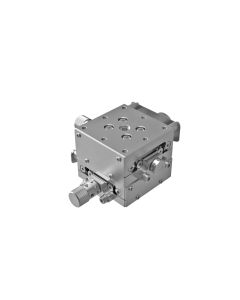 40X40mm Goniometer with Nickel Plating, EXC Bearings, 2-Axis, +/-10 deg, 40mm Axis Ht, Right-handed, Worm-gear, M3 Thd