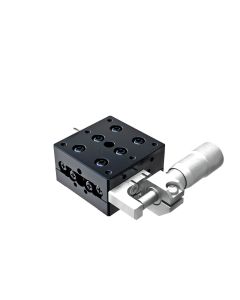 25X25mm Ball Bearing, Aluminum, X-Axis Stage, Side Micrometer, +/-3mm, M2 Threads