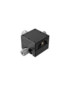 25X25mm Goniometer, Brass Dovetail, 2-Axis, +/-15 deg, 30mm Axis Ht, Right-handed, Worm-gear, M2 Thd