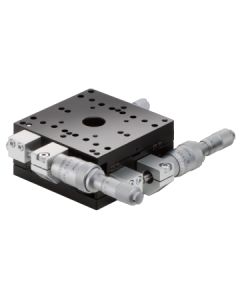 80X80mm Crossed-Roller Bearing, Aluminum, XY-Axis Stage, Side Differential Micrometer, +/-7.5mm, M4 Threads