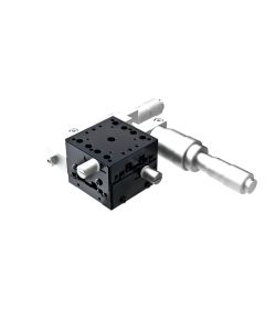 40X40mm Crossed-Roller Bearing, Aluminum, XY-Axis Stage, Side Differential Micrometer, +/-6.5mm, 6-32 Threads, Right-handed