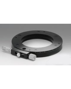 160mm Diameter, Brass, Crossed-Roller Bearing Rotation Stage, 360 Deg Manual Rotation, +/-3 Deg Fine Adjustment, Micrometer Drive, 1/4-20 Threads