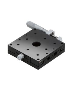 80X80mm EXC Bearing, Steel, X-Axis Stage, Side Micrometer, +/-12.5mm, M4 Threads