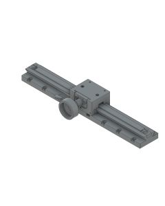 25X30mm Dovetail Bearing, Brass, X-Axis Stage, Rack&Pinion Drive, +/-65mm, M2 Threads