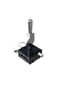 40X40mm Crossed-Roller Bearing, Aluminum, X-Axis Stage, Side 90-Deg. Micrometer, +/-6.5mm, 6-32 Threads, Right-handed