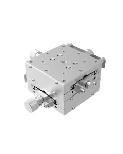 60X60mm Goniometer with Nickel Plating, EXC Bearings, 2-Axis, +/-10 deg, 85mm Axis Ht, Right-handed, Worm-gear, M4 Thd