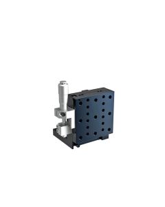 65X65mm Crossed-Roller Bearing, Aluminum, Z-Axis Stage, (Vertical Platform/Horizontal Base) Side Micrometer, +/-6.5mm, 1/4-20 Threads