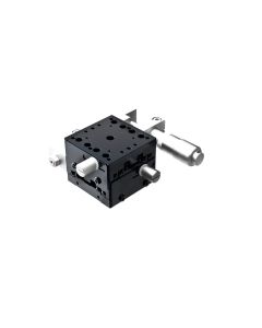 40X40mm Crossed-Roller Bearing, Aluminum, XY-Axis Stage, Side Micrometer, +/-6.5mm, 6-32 Threads, Right-handed