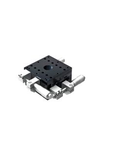 60X60mm Crossed-Roller Bearing, Aluminum, XY-Axis Stage, Side Micrometer, +/-6.5mm, M4 Threads