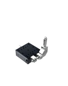 65X65mm Crossed-Roller Bearing, Aluminum, X-Axis Stage, Side 90-Deg. Micrometer, +/-6.5mm, 1/4-20 Threads