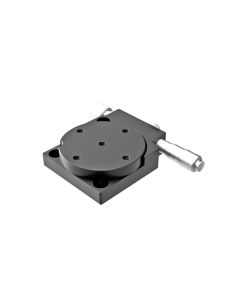 65mm Diameter, Brass, Lapped-Surface Bearing Rotation Stage, 360 Deg Manual Rotation, +/-5 Deg Fine Adjustment, Micrometer Drive, 1/4-20 Threads