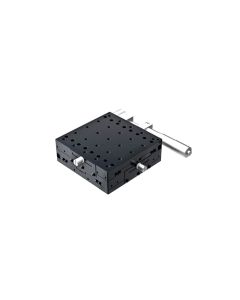 120X120mm Crossed-Roller Bearing, Aluminum, XY-Axis Stage, Side Micrometer, +/-20mm, 1/4-20 Threads, Right-handed