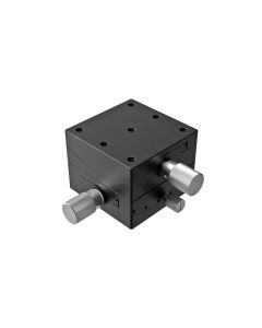 65X65mm Goniometer, Brass Dovetail, 2-Axis, +/-20 deg, 50mm Axis Ht, Worm-gear, 1/4-20 Thd