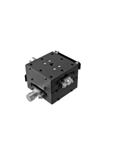 65X65mm Goniometer, EXC Bearings, 2-Axis, +/-20 deg, 50mm Axis Ht, Right-handed, Worm-gear, 1/4-20 Thd