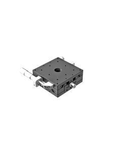 80X80mm EXC Bearing, Steel, XY-Axis Stage, Side Micrometer, +/-12.5mm, M4 Threads, Right-handed