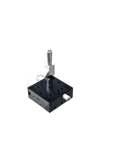 65X65mm Crossed-Roller Bearing, Aluminum, X-Axis Stage, Side 90-Deg. Micrometer, +/-6.5mm, 1/4-20 Threads, Right-handed