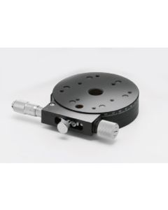 90mm Diameter, Brass, Crossed-Roller Bearing Rotation Stage, 360 Deg Manual Rotation, +/-5 Deg Fine Adjustment, Micrometer Drive, M4 Threads