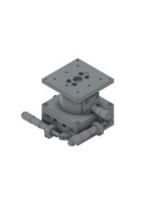80X80mm EXC Bearing, Steel, XYZ-Axis Stage, Side Micrometer, +/-12.5/5.0mm, M4 Threads, Right-handed