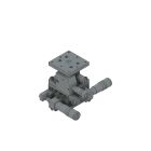 Roulement EXC 40 x 40 mm, compatible avec le vide, acier inoxydable, support axe XYZ, micromètre latéral, +/- 6,5/6,5/3,0 mm, filetage 6-32