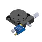 Motorized 40mm Diameter, Brass, Lapped-Surface Bearing Rotation Stage, 360 Deg Manual Rotation, 8 Deg Fine Adjustment, Piezomotor Drive, M3 Threads