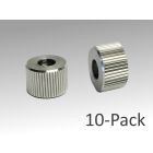 Screw-On Knob, M4 X 0.25P Thd, Stainless Steel, for Fine-Pitch Adjustment Screws, 9mm Dia. (10-Pack)