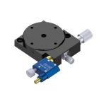 Motorized 40mm Diameter, Brass, Lapped-Surface Bearing Rotation Stage, 360 Deg Manual Rotation, 8 Deg Fine Adjustment, Piezomotor Drive, 6-32 Threads